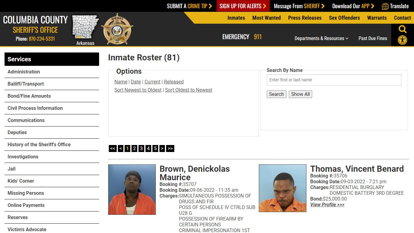 Inmate Roster (64) - Columbia County Sheriff AR