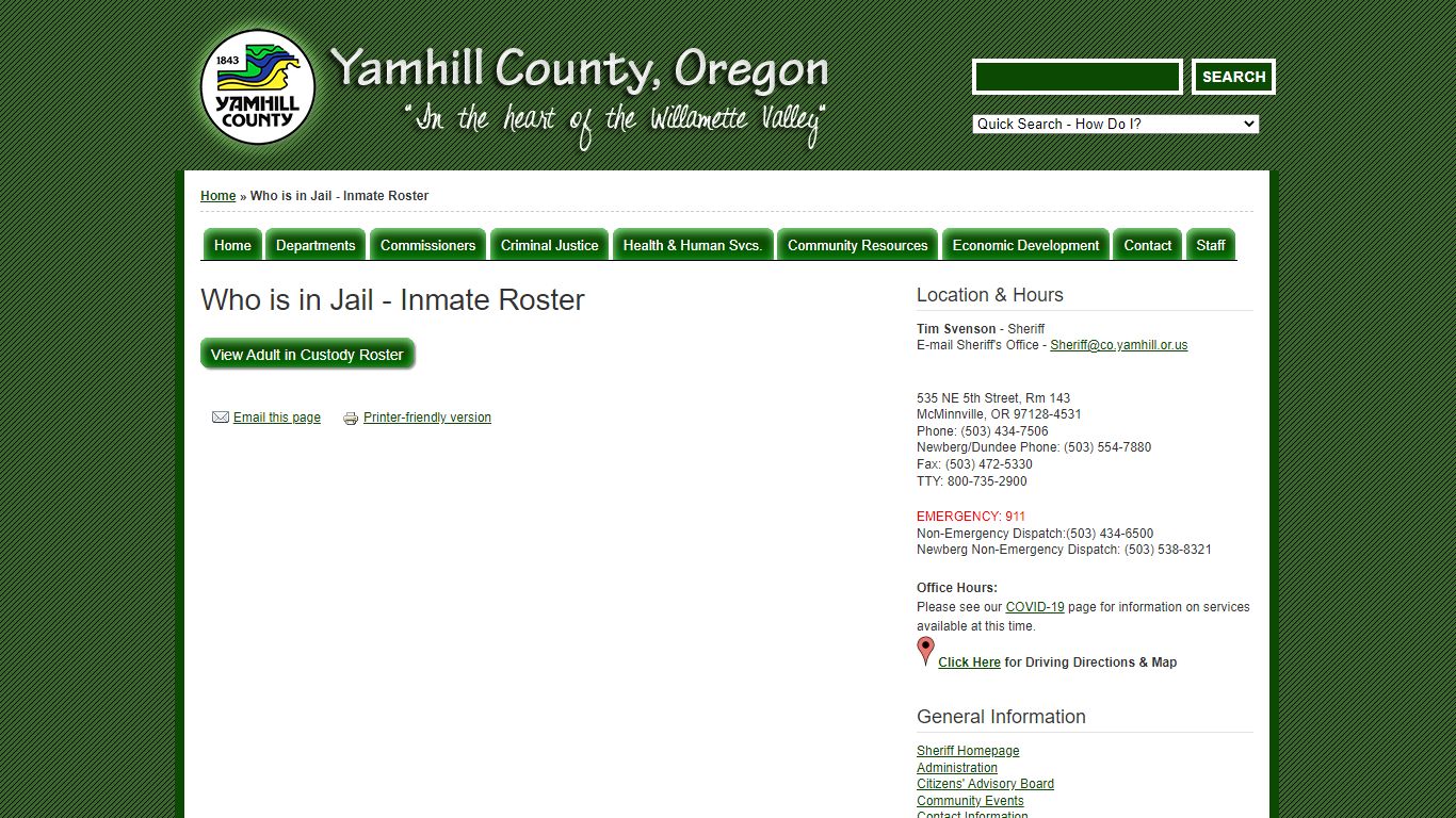 Who is in Jail - Inmate Roster | Yamhill County, Oregon